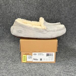 UGG Ansley Slippers Women's 8 Light Grey Suede Shearling Slip On House Shoes